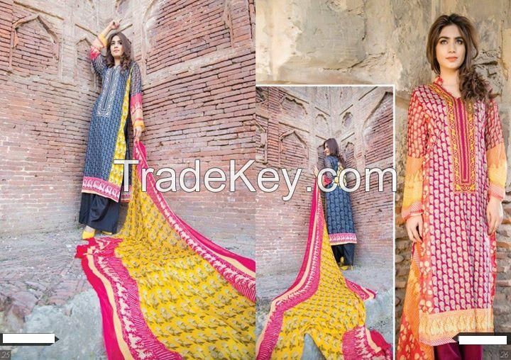 Indian and Pakistani designer design women ladies lawn dresses stitched and unstitched  new collection 2015