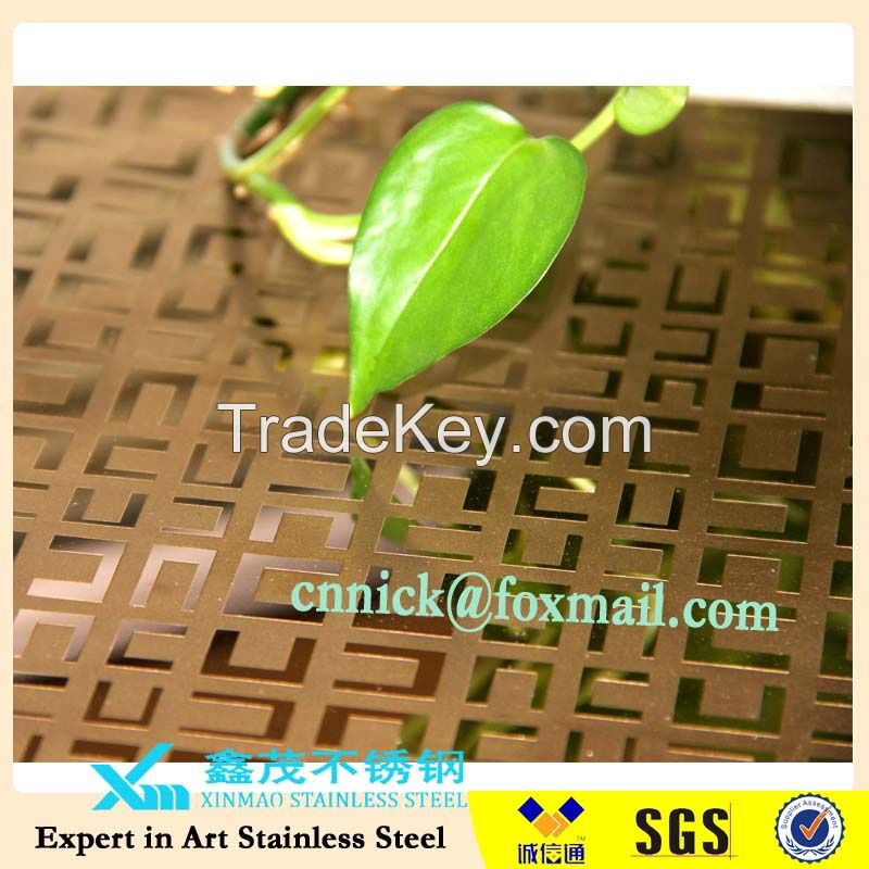 0.5mm SUS304 Champange gold Etched stainless steel sheet for home decoration Made in China