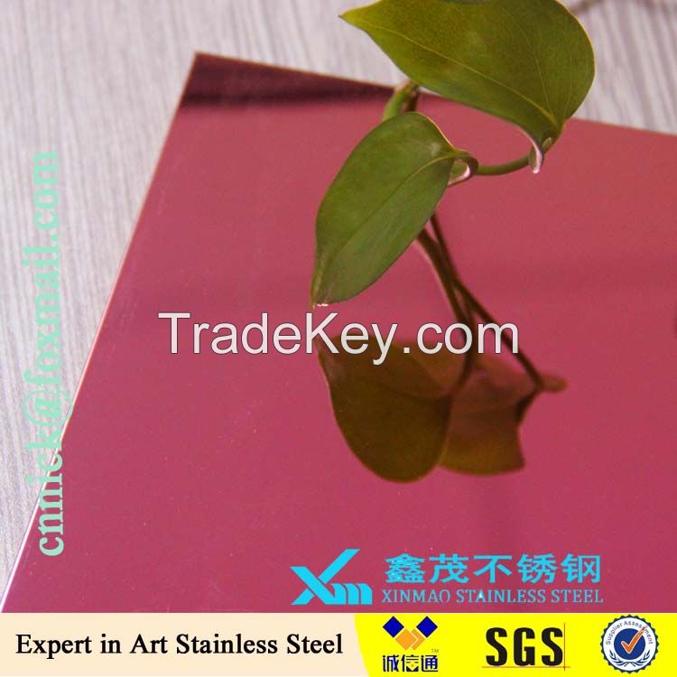 Customized SUS304 0.6mm stainless steel sheet with mirror finish for decoration Made in China