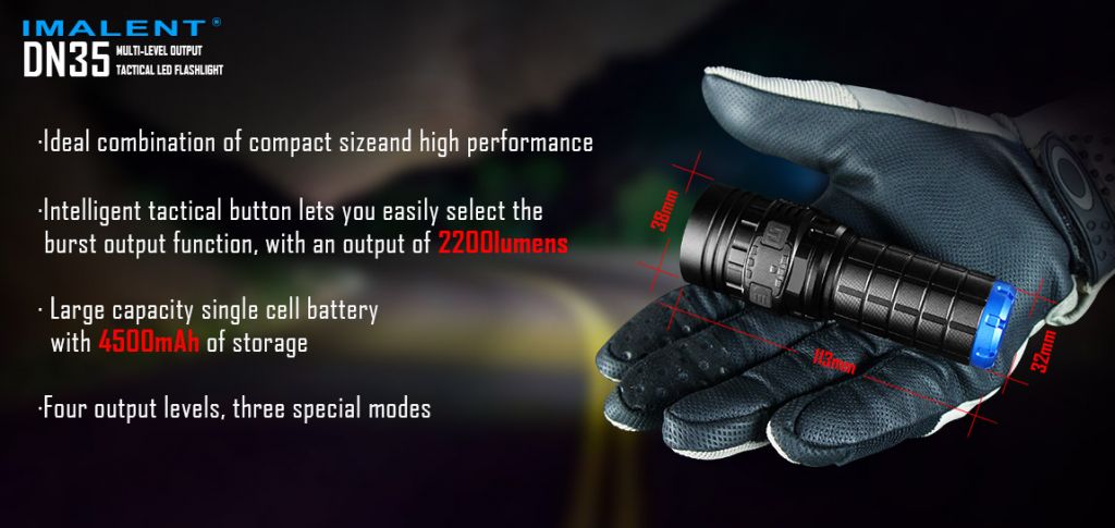 The IMALENT DN35 iA versatile USB rechargeable LED tactical flashlight