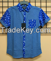 Anchor Print And Denim Mix Shirts