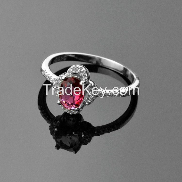 wedding ring !100% 925 sterling silver ring inlaid ruby gems !