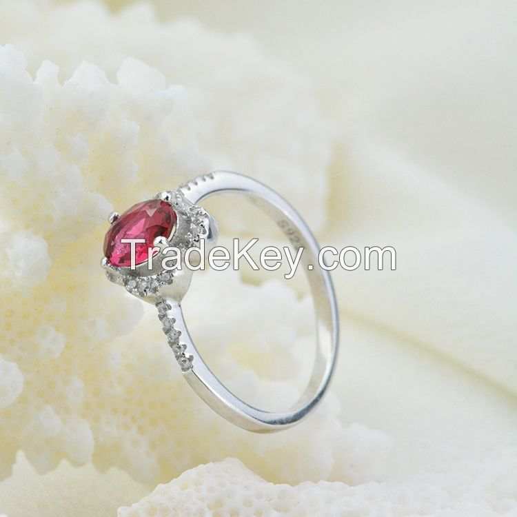 wedding ring !100% 925 sterling silver ring inlaid ruby gems !