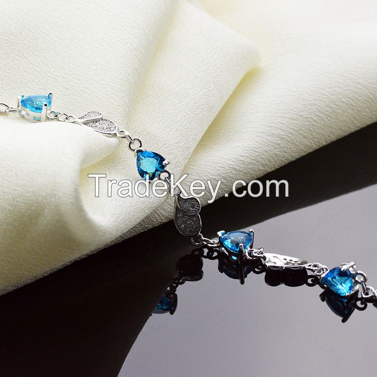 100% 925 sterling silver inlaid cubic zirconia charm bracelets 