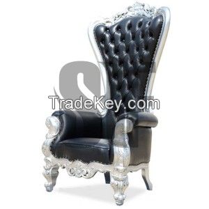 Absolom Roche Chair - Black Leather &amp; Silver Leaf