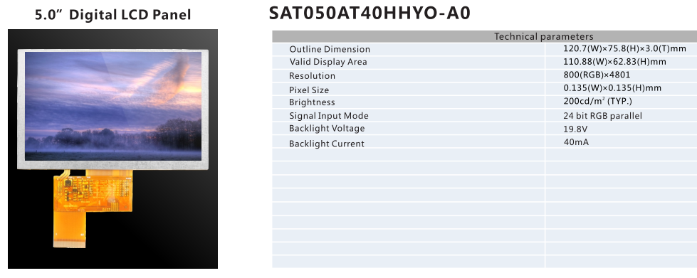 SMALL SIZE TFT LCD PANEL