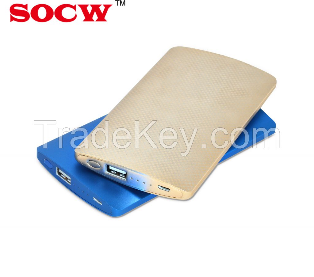 Super slim aluminium alloy Power bank 6000mah