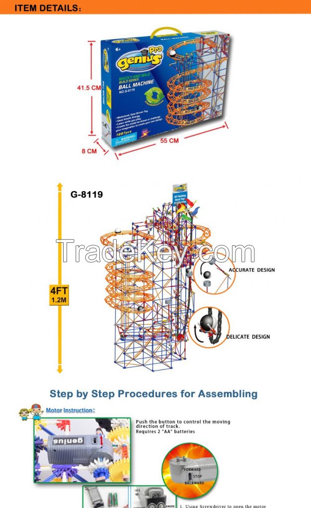 Hot Sale DIY 3D Learing Model Ball Track Wheels Games Assemble Plastic