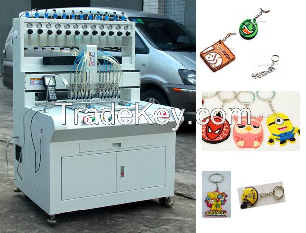 liquid filling machine with 5 colors making PVC shoe keychain