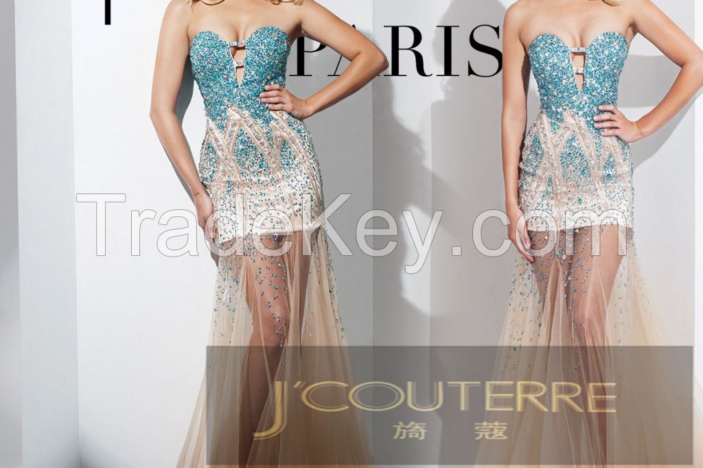 plunging neckline  diamond blingbling dress