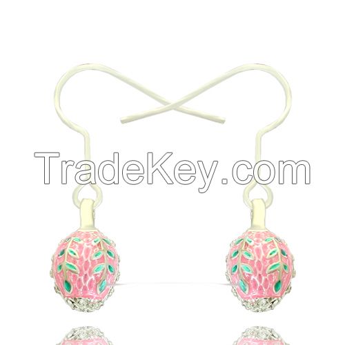 Fashion Jewelry Silver Faberge Enamel Egg dangle earring