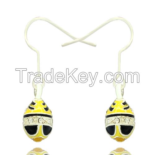 Fashion Jewelry Silver Faberge Enamel Egg dangle earring