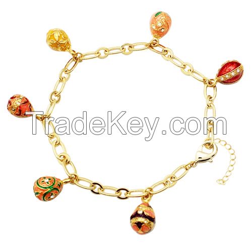 Personalized Fashion Jewelry Enamel Easter Faberge Egg Bracelet For Diy