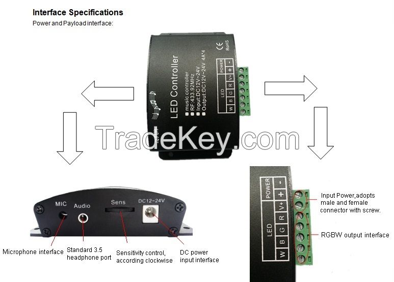 Amazing design rf music rgb led controller led music controller rgbw a