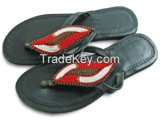 beaded leather sandals