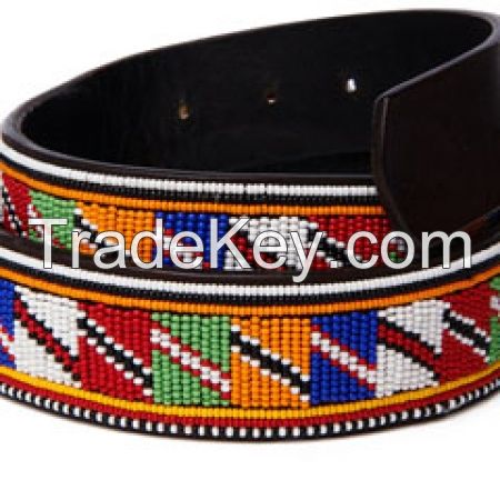 beaded leather belt