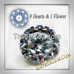 Cubic zirconia 9 Hearts & 1 Flower (9H&1F)