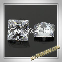 White Cubic zirconia (CZ Diamond) Square Princess cut