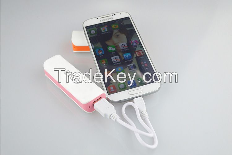 High quality 2600mAh colourful power bank, fashionable mini mobile power supply