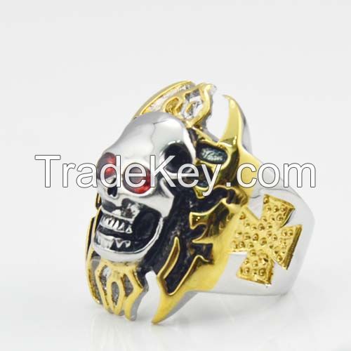 Fashion golden Halloween skull ring for wholesale