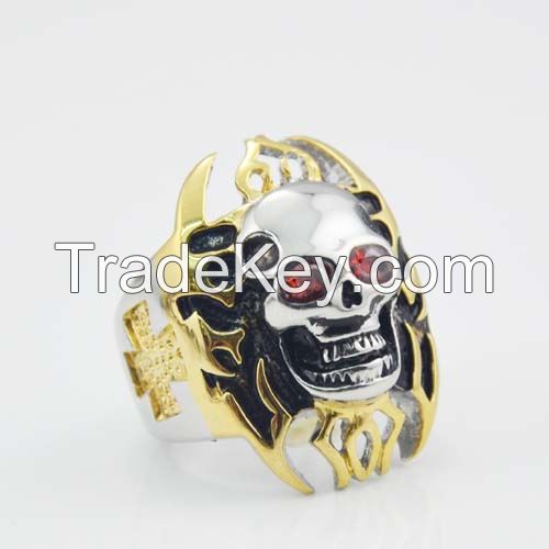 Fashion golden Halloween skull ring for wholesale