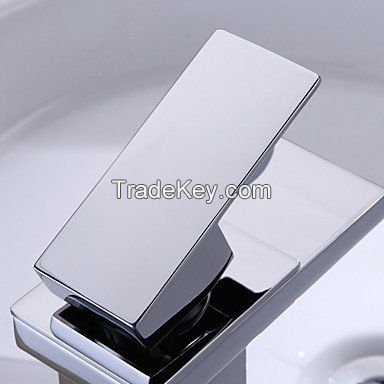 Modern Single Handle Waterfall Bathroom Sink Faucet (Chrome Finish)