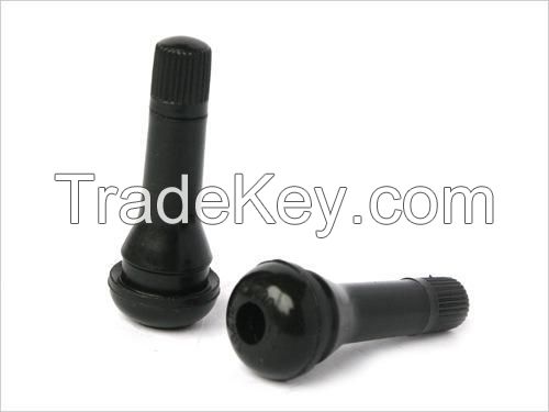 Snap-in tubeless rubber tire valves