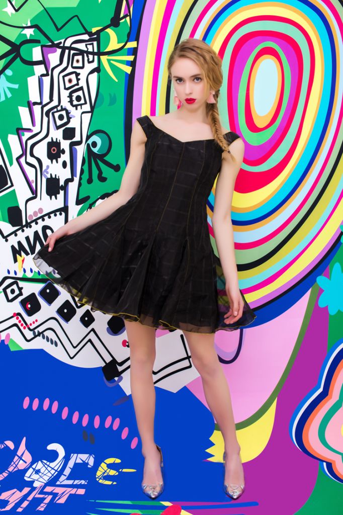 YIGELILA New Sleeveless Chiffon Perspective Black Mini Braces Dress