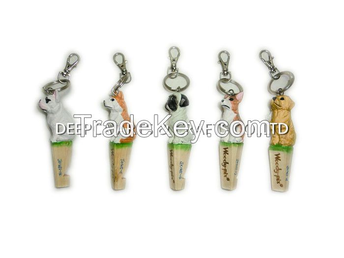 2015 hot sale whistle wooden key chain decorative utility item