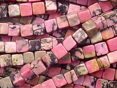 Rhodonite cube 6mm beads