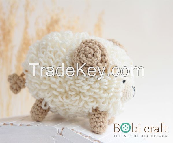 Ms. Shallis the sheep - soft wool handmade plush toys, hand knitted crochet toys gifts for children