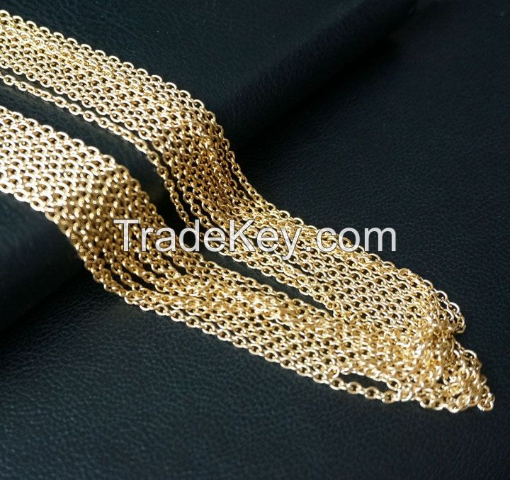 fashion 2mm 50cm 316L stainless steel O shape gold color pendants necklaces chains mens womens Jewelry wholesale