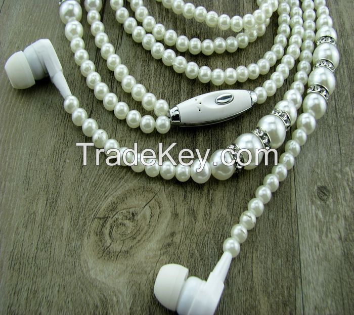 For Samsung iphone Necklace earphone 3.5mm In-Ear Jewelry Earphone headphones with microphone