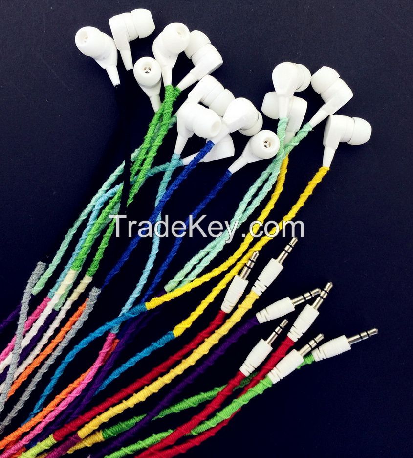 2015 sell hot Jamboo thread earphones with red yellow pink white bule urizons fashion in-ear earphones exquisite gift earphones