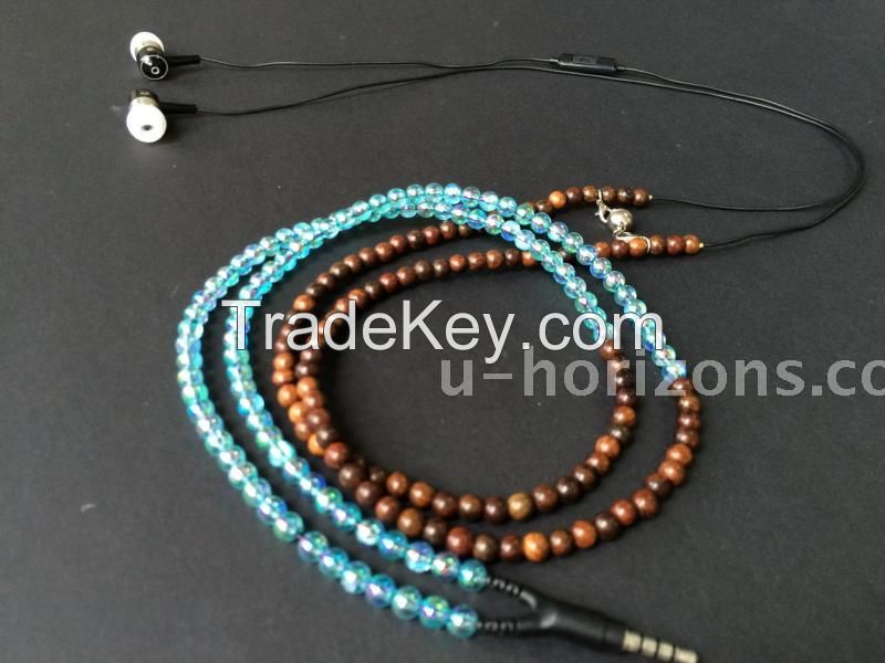 For Samsung iphone Necklace Headphone 3.5mm In-Ear Jewelry Earphone headphones with microphone