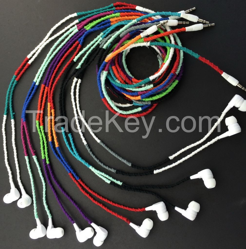 2015 sell hot Jamboo thread earphones with red yellow pink white bule urizons fashion in-ear earphones exquisite gift earphones