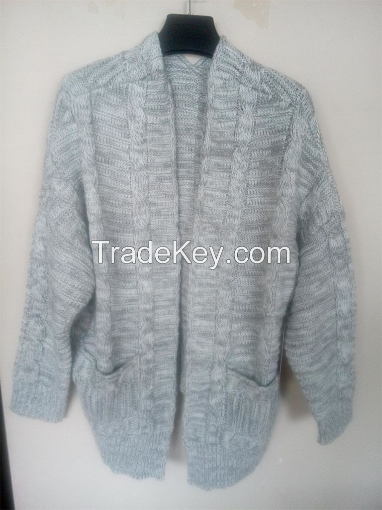 ladies long sleeve print cardigan sweater