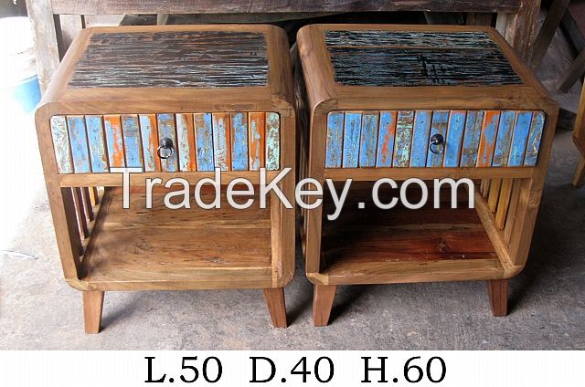 Bedside Table, Nightstand - Boat Furniture - Recycled Furniture - Special Design 