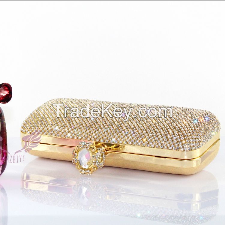 Rhinestone metal mesh clutch with different colors