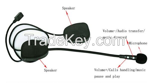 motorbike helmet bluetooth intercom headphone with calls handling and