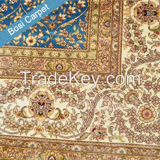 6x9ft sea blue Handmade Pure Silk Turkey Silk Carpet Patchwork Rugs