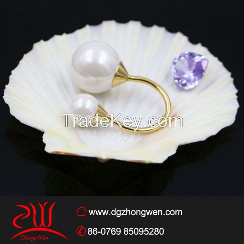 hot sale stainless steel  imitation pearl ring for women