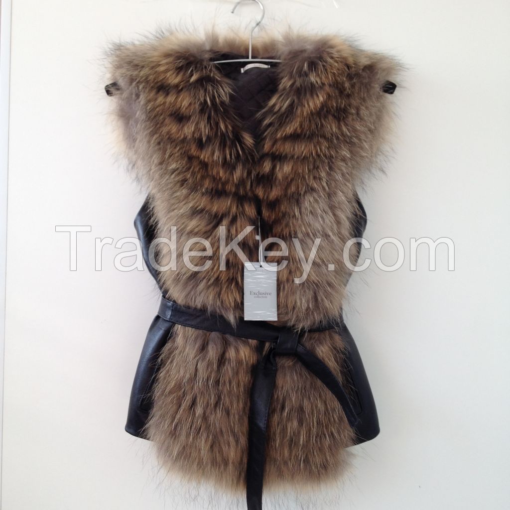 Beautiful spectacular coat  vest of fur   RACCOON