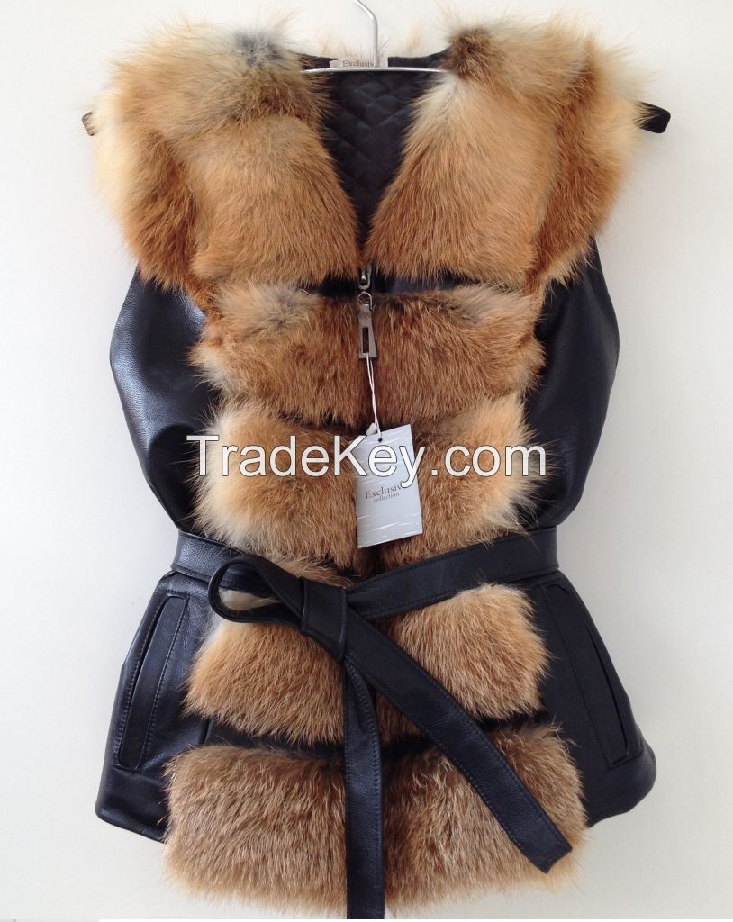 Beautiful spectacular coat  vest of fur   RED FOX