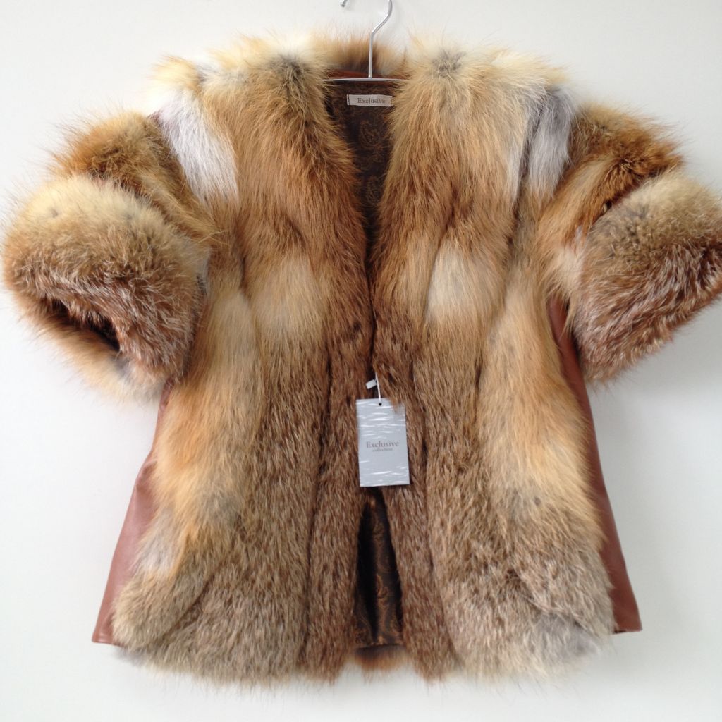 Beautiful spectacular coat of fur bolero genuine fox RED FOX  