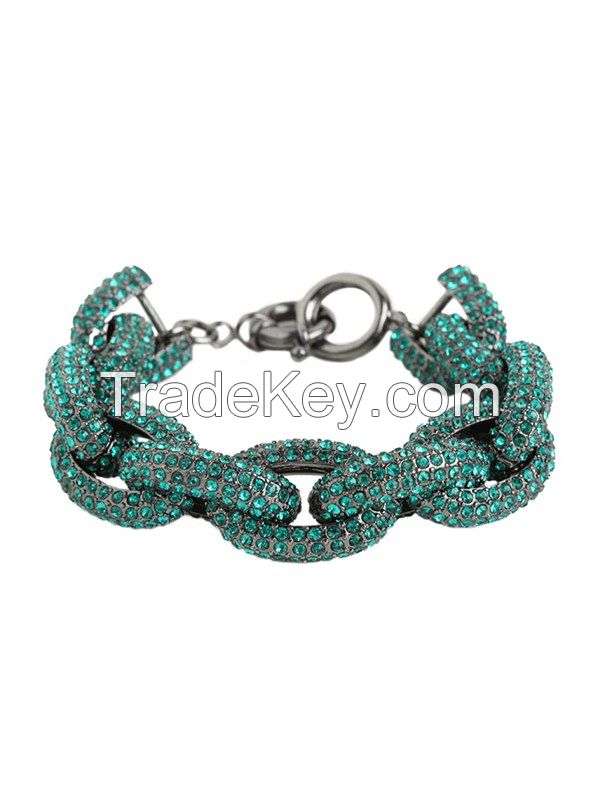 Green rhinestone bracelet with fashion design