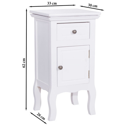 White Wooden Night Cabinet For Bedroom