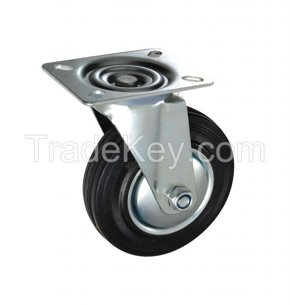 Black rubber rubbish container caster industrial casters