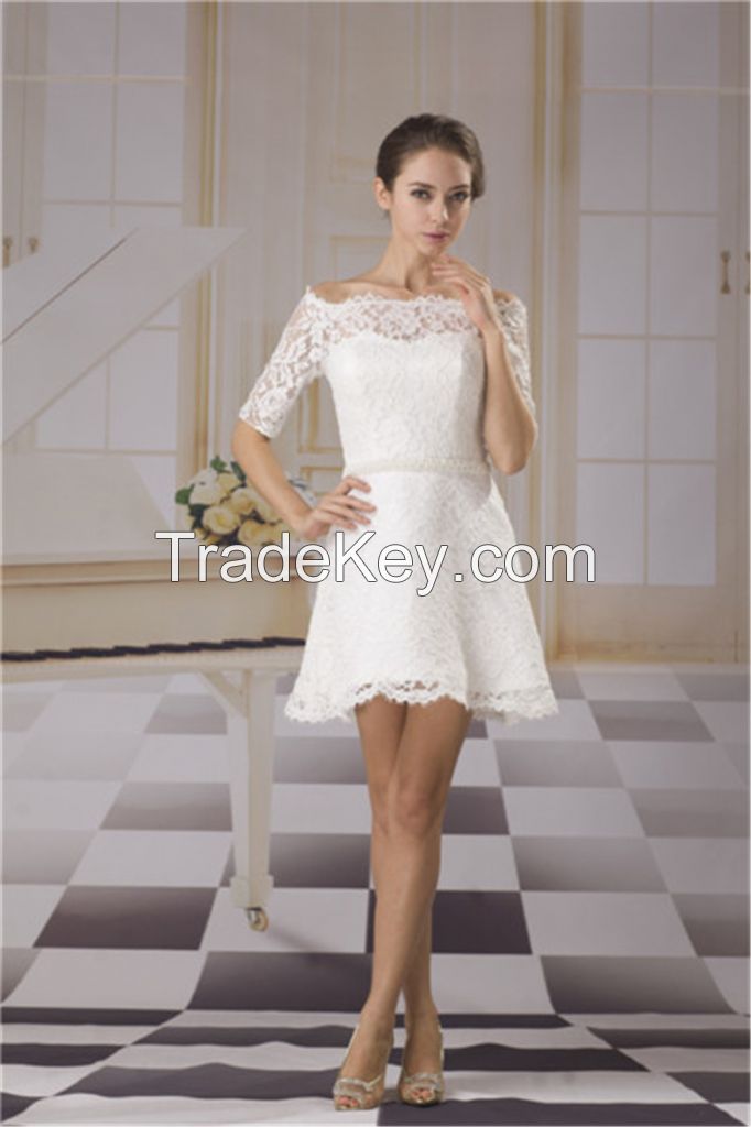 Grace off-shoulder mini skirt lace wedding dress