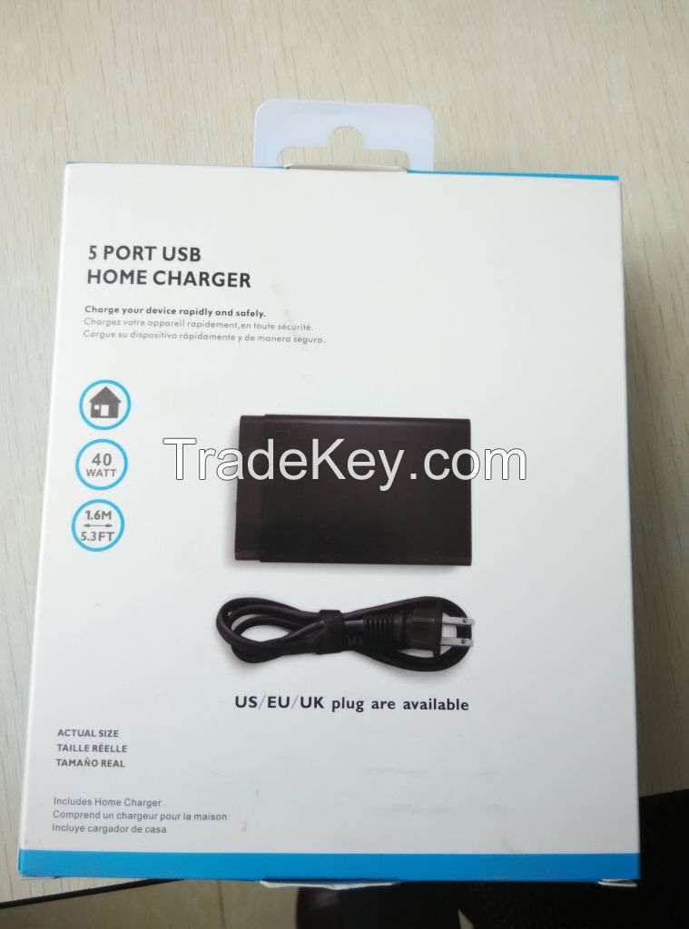 Factory manufacture for multi charger/car charger 5USB wall charger 8.0A output